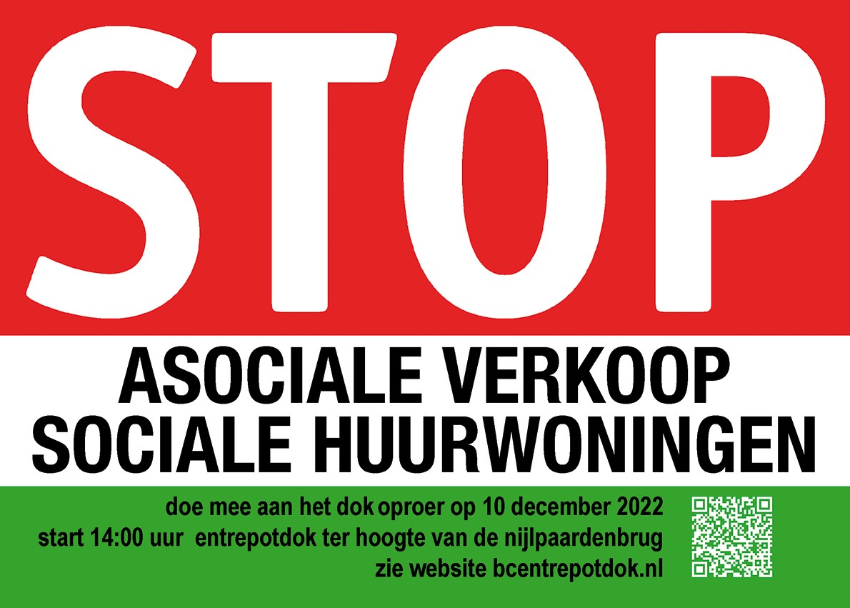 Affiche Stop Asociale Verkoop Sociale Huurwoningen